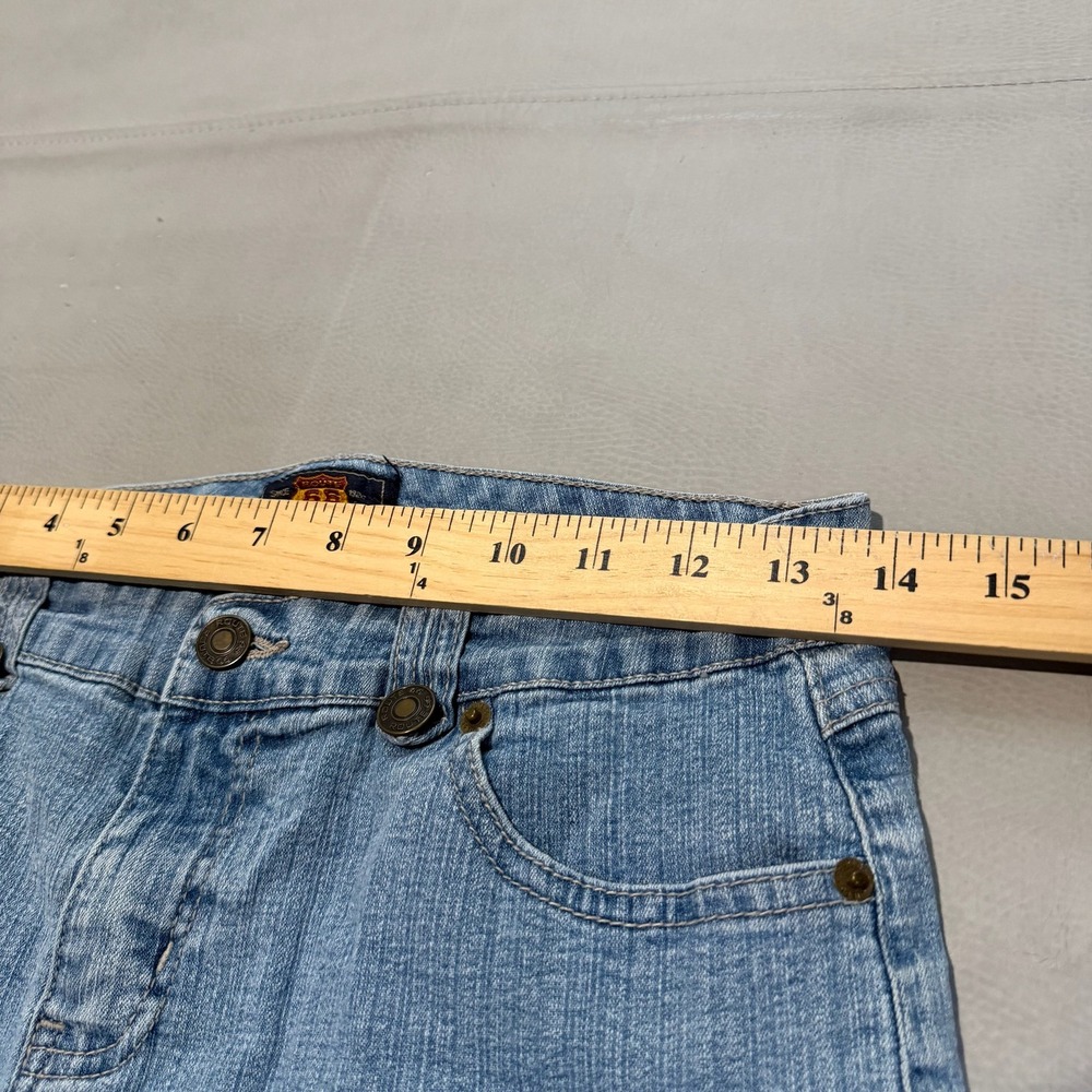 VTG Y2K Route 66 Women Blue Denim Embroider Floral Jean Short Jort 16//26-6772 - Picture 6 of 9